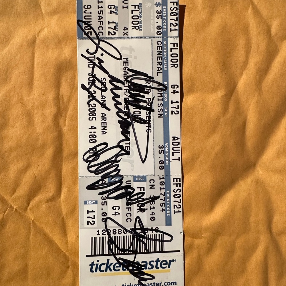 Megadeth Signed Concert Ticket